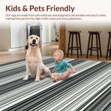 Ultra Soft Area Rug, Non Slip, Stain Resistant, Washable Area Rugs for Living Room, Bedroom, Modern Rustic Striped Visual Appeal(Black)