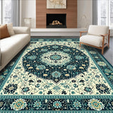 Ultra Soft Area Rug, Non Slip, Stain Resistant, Washable Area Rugs for Living Room, Bedroom, Elegant Circular(Blue)