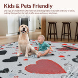 Ultra Soft Area Rug, Non Slip, Stain Resistant, Washable Area Rugs for Living Room, Bedroom, Sleek Minimalist Love Symbol Design(Red)