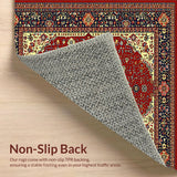 Ultra Soft Area Rug, Non Slip, Stain Resistant, Washable Area Rugs for Living Room, Bedroom, Rustic Red and Gold Patterns(Red)