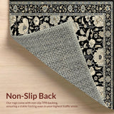 Ultra Soft Area Rug, Non Slip, Stain Resistant, Washable Area Rugs for Living Room, Bedroom, Sophisticated Boho Floral Rug with Layered Charcoal and Beige Patterns(Black)
