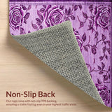 Ultra Soft Area Rug, Non Slip, Stain Resistant, Washable Area Rugs for Living Room, Bedroom, Enchanting Floral Embrace Design(Purple)