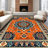 Ultra Soft Area Rug, Non Slip, Stain Resistant, Washable Area Rugs for Living Room, Bedroom, Playful Striped Citrus Theme(Orange)