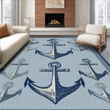Ultra Soft Area Rug, Non Slip, Stain Resistant, Washable Area Rugs for Living Room, Bedroom, Stylish Gray Nautical Fusion(Blue)