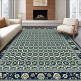 Ultra Soft Area Rug, Non Slip, Stain Resistant, Washable Area Rugs for Living Room, Bedroom, Patio Trellis Navy and Beige Waterproof Runner(Blue)