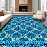 Ultra Soft Area Rug, Non Slip, Stain Resistant, Washable Area Rugs for Living Room, Bedroom, Vintage Blue Geometric Living Room Rug Washable(Blue)