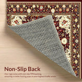Ultra Soft Area Rug, Non Slip, Stain Resistant, Washable Area Rugs for Living Room, Bedroom, Inspired Floral(Red)