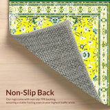 Ultra Soft Area Rug, Non Slip, Stain Resistant, Washable Area Rugs for Living Room, Bedroom, Playful Soft Toned Medallion Style(Yellow)