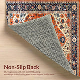 Ultra Soft Area Rug, Non Slip, Stain Resistant, Washable Area Rugs for Living Room, Bedroom, Rustic Orange and Navy Elegance(Orange)