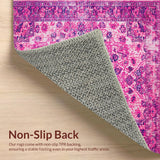 Ultra Soft Area Rug, Non Slip, Stain Resistant, Washable Area Rugs for Living Room, Bedroom, Vibrant Floral Medallion Elegance(Pink)