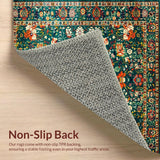 Ultra Soft Area Rug, Non Slip, Stain Resistant, Washable Area Rugs for Living Room, Bedroom, Rustic Earthy Floral Tapestry(Green)