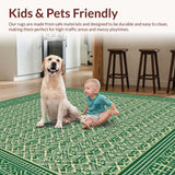 Ultra Soft Area Rug, Non Slip, Stain Resistant, Washable Area Rugs for Living Room, Bedroom, Adventure Bound Reversible Patio Area Diamond Lattice Design(Green)