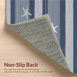 Ultra Soft Area Rug, Non Slip, Stain Resistant, Washable Area Rugs for Living Room, Bedroom, Whimsical Starfish and Stripes Fusion(Blue)