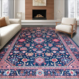 Ultra Soft Area Rug, Non Slip, Stain Resistant, Washable Area Rugs for Living Room, Bedroom, Rustic Modern Colorful Motif(Blue)