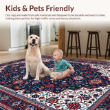 Ultra Soft Area Rug, Non Slip, Stain Resistant, Washable Area Rugs for Living Room, Bedroom, Vibrant Trellis Motif in Blue(Blue)