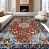 Ultra Soft Area Rug, Non Slip, Stain Resistant, Washable Area Rugs for Living Room, Bedroom, Tribal Earthy Geometric Harmony(Red)