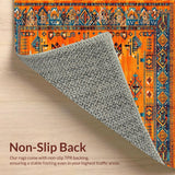 Ultra Soft Area Rug, Non Slip, Stain Resistant, Washable Area Rugs for Living Room, Bedroom, Trendy Bright Floral Geometry(Orange)