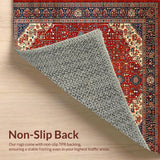 Ultra Soft Area Rug, Non Slip, Stain Resistant, Washable Area Rugs for Living Room, Bedroom, Cozy Rich Toned Trellis Style(Red)