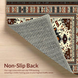 Ultra Soft Area Rug, Non Slip, Stain Resistant, Washable Area Rugs for Living Room, Bedroom, Western with Abstract Tribal Medallions and Earthy Hues(Brown)