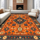 Ultra Soft Area Rug, Non Slip, Stain Resistant, Washable Area Rugs for Living Room, Bedroom, Contemporary Lattice Pattern Motif(Orange)