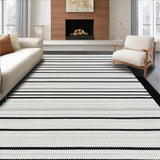 Ultra Soft Area Rug, Non Slip, Stain Resistant, Washable Area Rugs for Living Room, Bedroom, Timeless Farmhouse Striped Elegance(White)