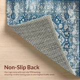 Ultra Soft Area Rug, Non Slip, Stain Resistant, Washable Area Rugs for Living Room, Bedroom, Rustic Gray and Blue Medallion Design(Blue)