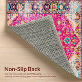 Ultra Soft Area Rug, Non Slip, Stain Resistant, Washable Area Rugs for Living Room, Bedroom, Chic Multicolor Medallion Aesthetic(Pink)