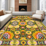 Ultra Soft Area Rug, Non Slip, Stain Resistant, Washable Area Rugs for Living Room, Bedroom, Vibrant Circular Mandala Motif(Yellow)