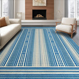 Ultra Soft Area Rug, Non Slip, Stain Resistant, Washable Area Rugs for Living Room, Bedroom, Sophisticated Modernist Striped Layout(Blue)