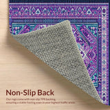 Ultra Soft Area Rug, Non Slip, Stain Resistant, Washable Area Rugs for Living Room, Bedroom, Whimsical Multicolor Textile Art(Purple)