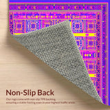 Ultra Soft Area Rug, Non Slip, Stain Resistant, Washable Area Rugs for Living Room, Bedroom, Colorful Geometric Pop Art Pattern(Purple)