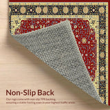 Ultra Soft Area Rug, Non Slip, Stain Resistant, Washable Area Rugs for Living Room, Bedroom, Vibrant Classic Ogee Arrangement(Red)