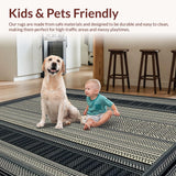 Ultra Soft Area Rug, Non Slip, Stain Resistant, Washable Area Rugs for Living Room, Bedroom, Contemporary High-Contrast Patterned Elegance(Beige)