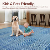 Ultra Soft Area Rug, Non Slip, Stain Resistant, Washable Area Rugs for Living Room, Bedroom, Sophisticated Subtle Braided Detail(Blue)