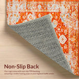 Ultra Soft Area Rug, Non Slip, Stain Resistant, Washable Area Rugs for Living Room, Bedroom, Striking Retro Diamond Pattern Blend(Orange)