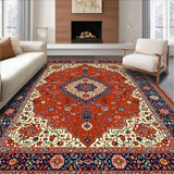 Ultra Soft Area Rug, Non Slip, Stain Resistant, Washable Area Rugs for Living Room, Bedroom, Timeless Circular Ogee Design(Red)