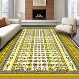 Geometric Stripe and Floral Area with Mustard Cream(Yellow)