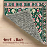 Ultra Soft Area Rug, Non Slip, Stain Resistant, Washable Area Rugs for Living Room, Bedroom, Dynamic Textured Vintage Arrangement(Green)