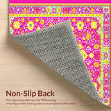 Ultra Soft Area Rug, Non Slip, Stain Resistant, Washable Area Rugs for Living Room, Bedroom, Rustic Vintage Patterned Accent(Pink)