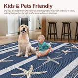 Ultra Soft Area Rug, Non Slip, Stain Resistant, Washable Area Rugs for Living Room, Bedroom, Serene Oceanic Striped Aesthetic(Blue)
