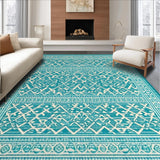 Ultra Soft Area Rug, Non Slip, Stain Resistant, Washable Area Rugs for Living Room, Bedroom, Rustic Trellis Inspired Design(Blue)
