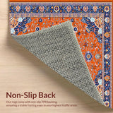 Ultra Soft Area Rug, Non Slip, Stain Resistant, Washable Area Rugs for Living Room, Bedroom, Eclectic Floral Pattern Fusion(Orange)
