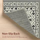 Ultra Soft Area Rug, Non Slip, Stain Resistant, Washable Area Rugs for Living Room, Bedroom, Trendy Area with Bold Black Floral Design and Subtle Beige Hues(Beige)