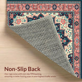 Ultra Soft Area Rug, Non Slip, Stain Resistant, Washable Area Rugs for Living Room, Bedroom, Symmetrical with Coral and Teal Accents(Red)