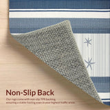 Ultra Soft Area Rug, Non Slip, Stain Resistant, Washable Area Rugs for Living Room, Bedroom, Trendy Striped Seaside Inspiration(Blue)