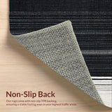 Ultra Soft Area Rug, Non Slip, Stain Resistant, Washable Area Rugs for Living Room, Bedroom, Classic Dual-Tone Linear Pattern Indoor Outdoor Washable Floor Covering(Black)