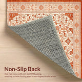 Ultra Soft Area Rug, Non Slip, Stain Resistant, Washable Area Rugs for Living Room, Bedroom, Boho Swirl Area(Orange)