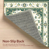 Ultra Soft Area Rug, Non Slip, Stain Resistant, Washable Area Rugs for Living Room, Bedroom, Non Slip Hallway Runner Beige/Green(Ivory)