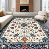 Ultra Soft Area Rug, Non Slip, Stain Resistant, Washable Area Rugs for Living Room, Bedroom, Transitional Vintage Floral Elegance(White)