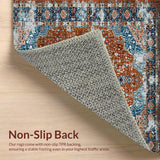 Ultra Soft Area Rug, Non Slip, Stain Resistant, Washable Area Rugs for Living Room, Bedroom, Cozy Antique Tiled Motif(Brown)